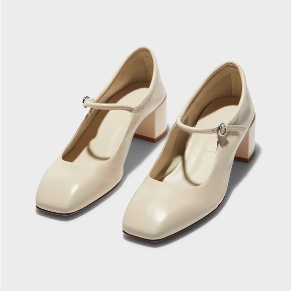 Aeyde 40 Aline Creamy Nappa Off-White Mary Jane Pumps Heels